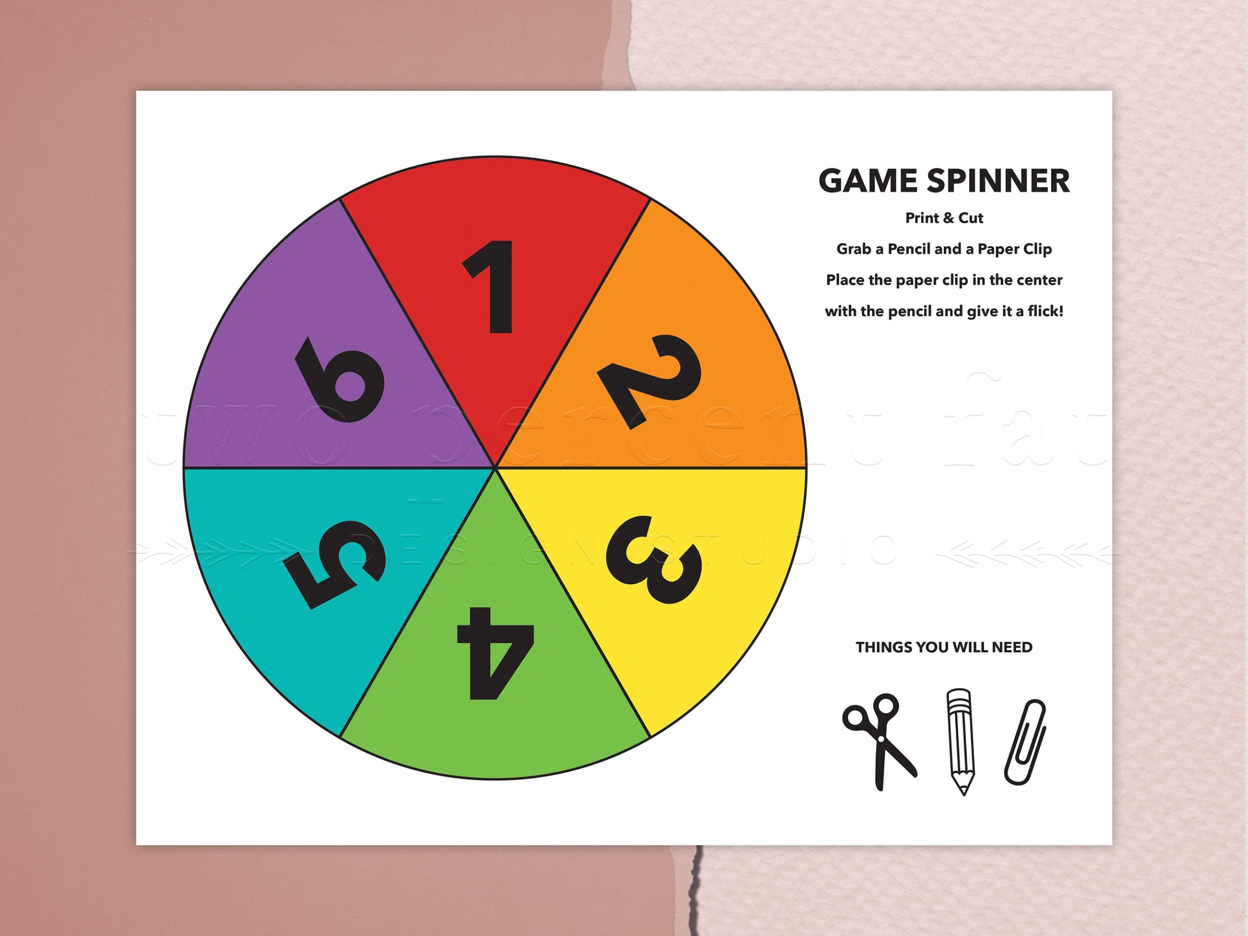 free printable game spinner template