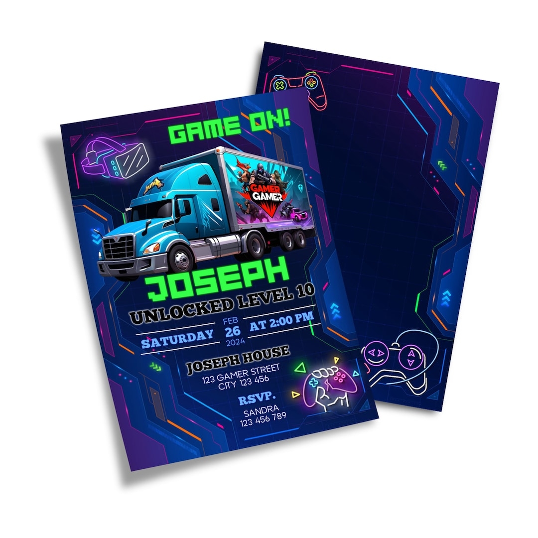 free printable game truck invitations