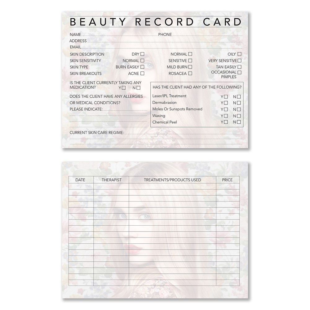 Printable Hair Salon Client Record Card Template Templates Printable