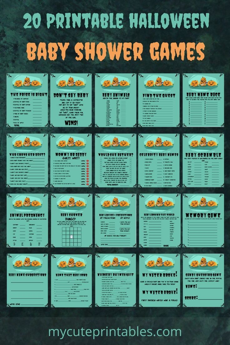 Printable Halloween Themed Baby Shower Game Pack 20 Games Free Baby 