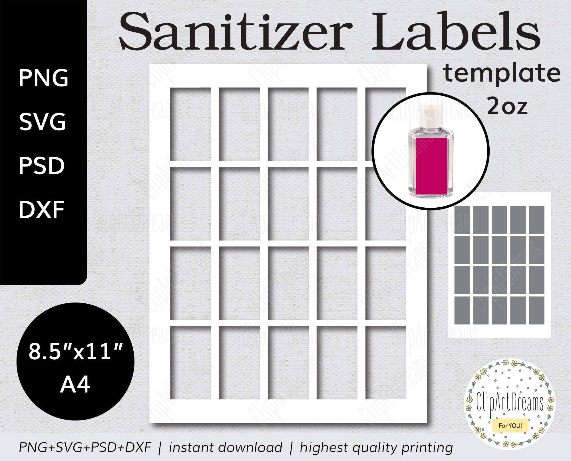 printable hand sanitizer label design