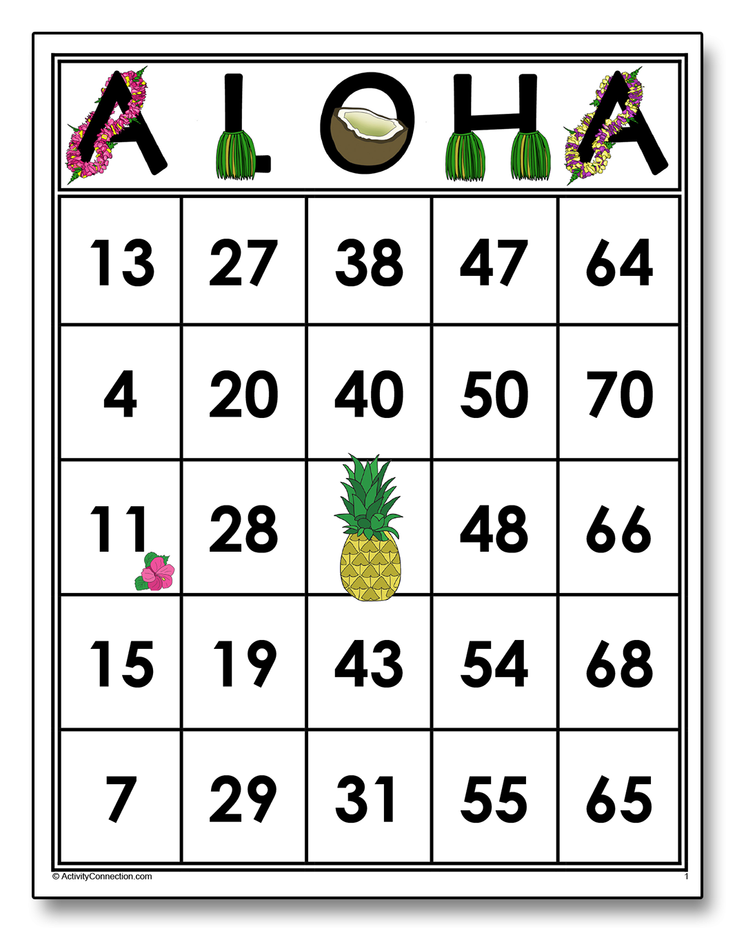 free printable hawaiian bingo games