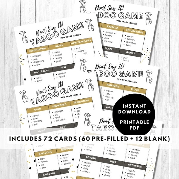 Printable Heads Up Game Cards Etsy