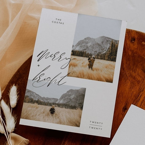 Printable Holiday Card Template Minimalist Photo Holiday Etsy