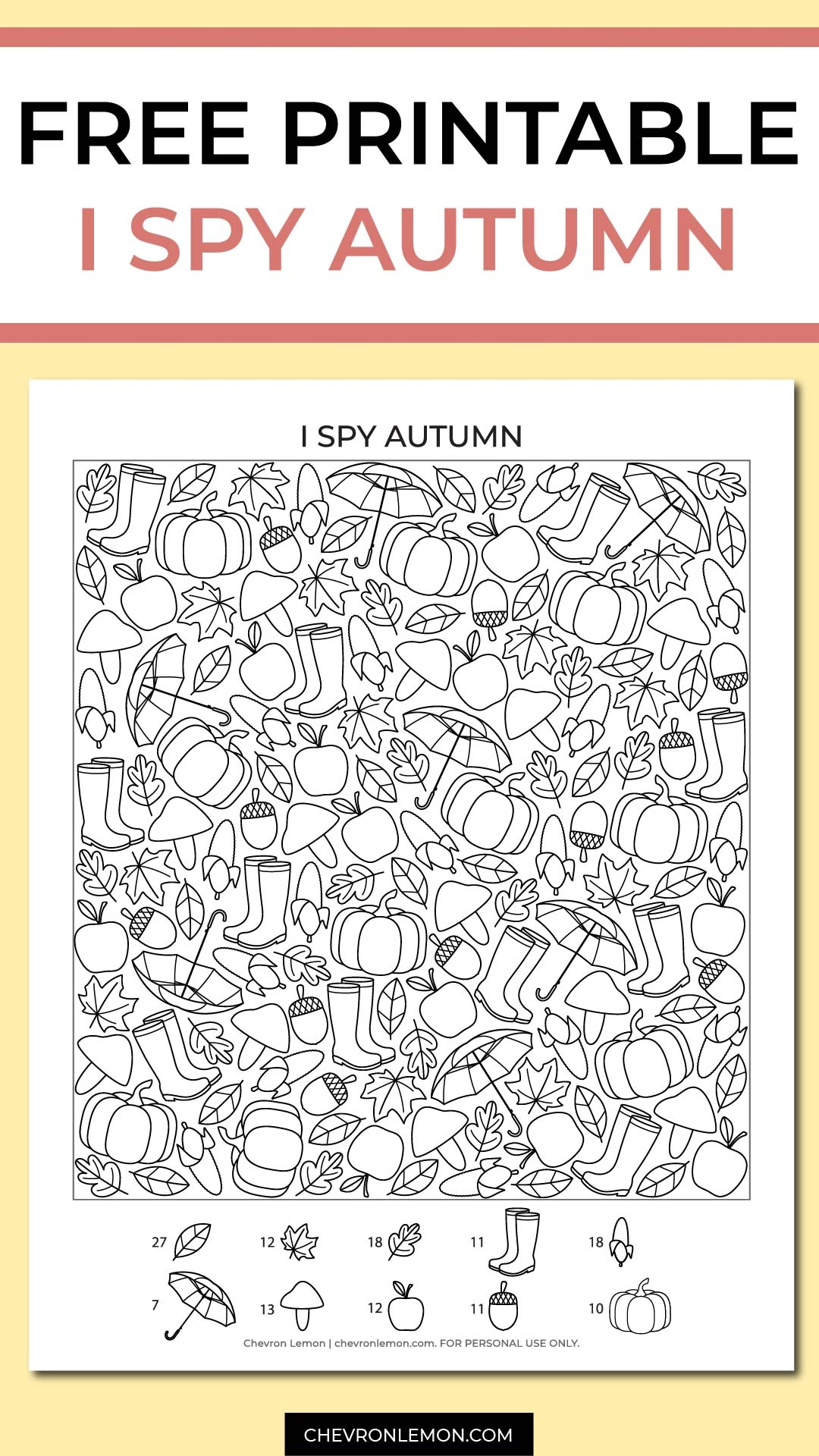 Printable I Spy Autumn Chevron Lemon