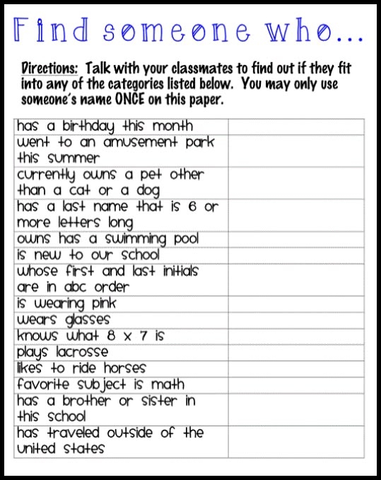 Printable Ice Breaker Games Printable And Enjoyable Learning