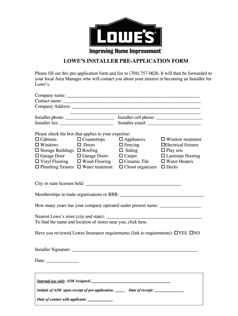 Printable Job Application For Lowes Printable Application