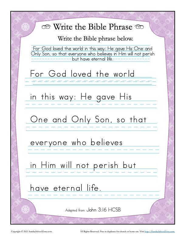 Printable John 3 16 Activity Sheet