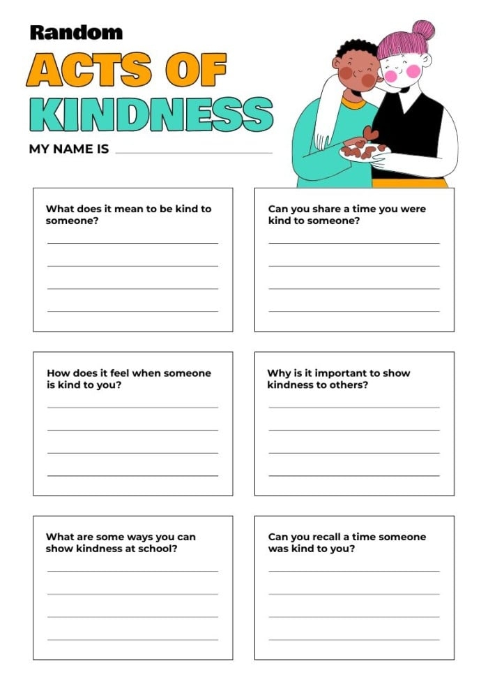kindness activity for kindergarten printable