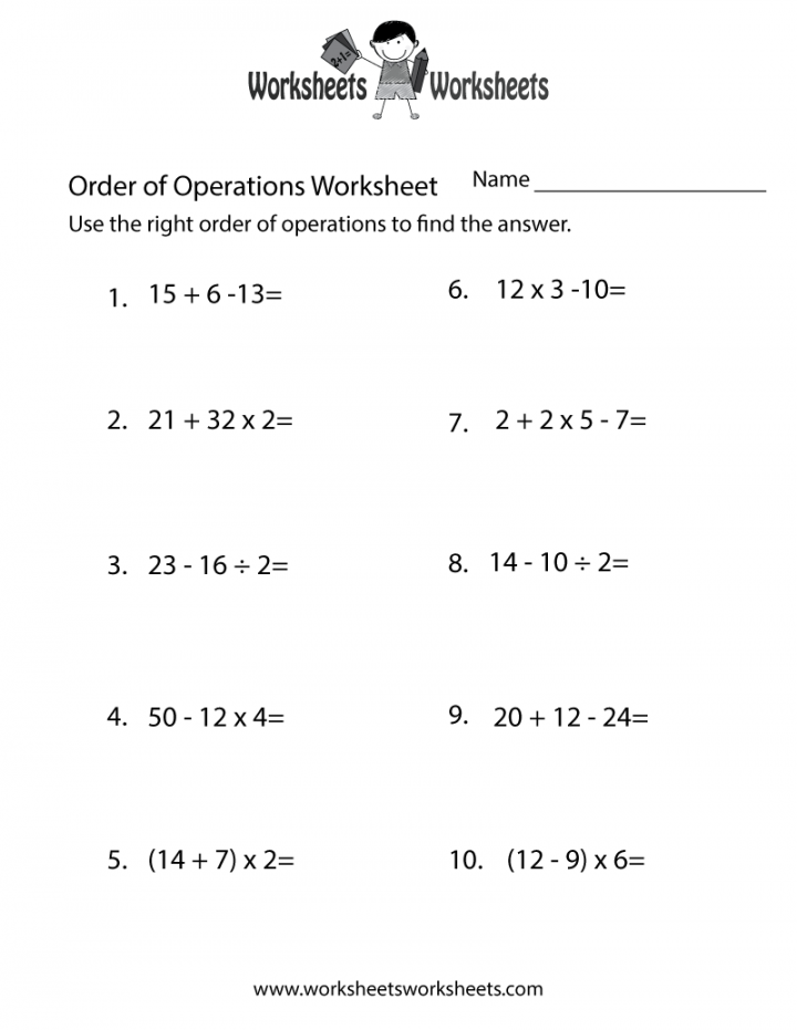 Printable Math Worksheet Order Of Operations Printable PDF Template