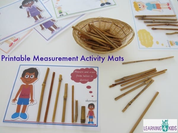Printable Measurement Activity Mats CURSIVE PRINT Learning 4 Kids