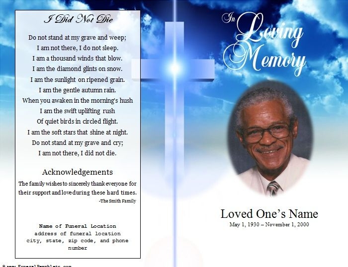 Printable Memorial Card Template Microsoft Word