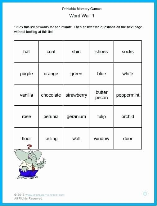 Printable Memory Worksheets For Adults Ronald Worksheets