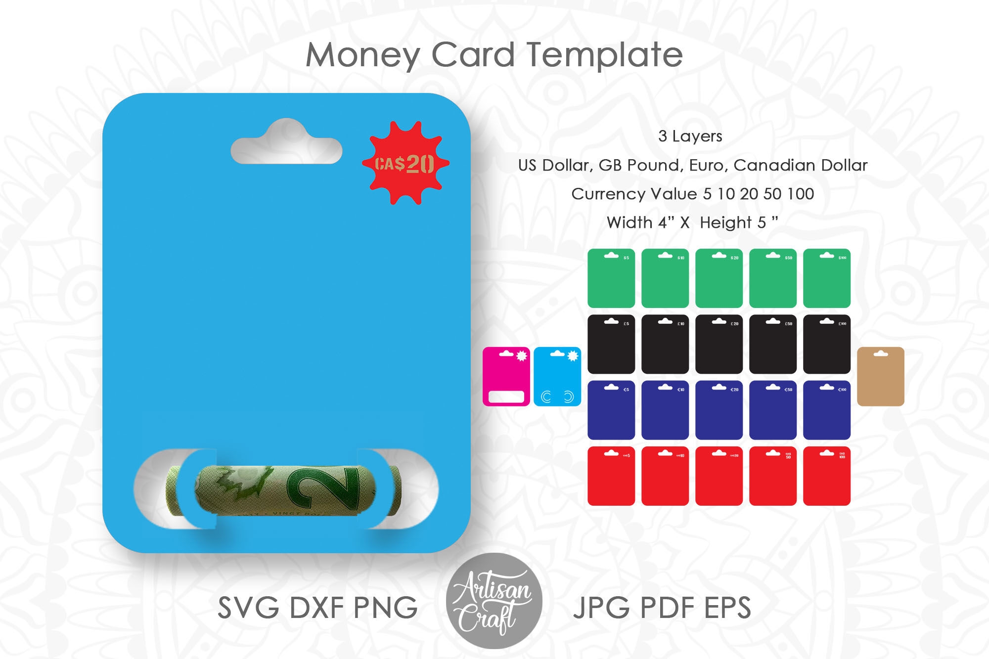 Printable Money Card Holder Template Free