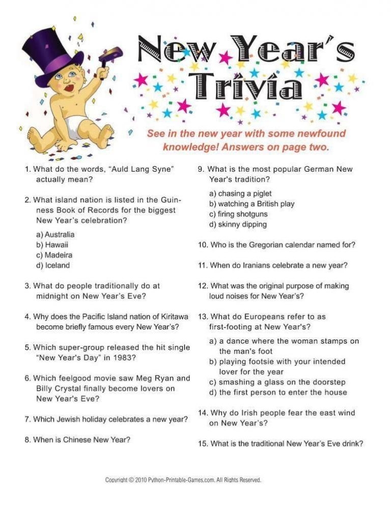 free printable games for new years