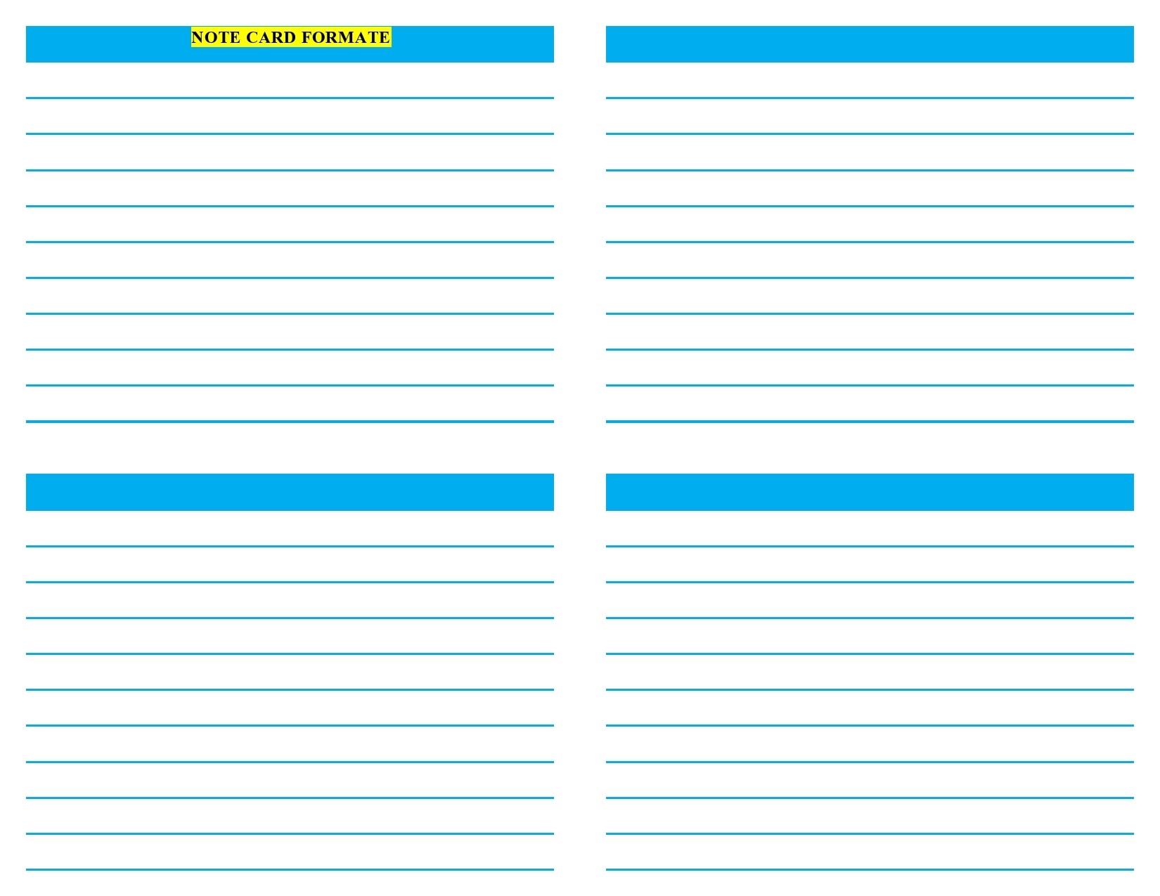 printable note card template word