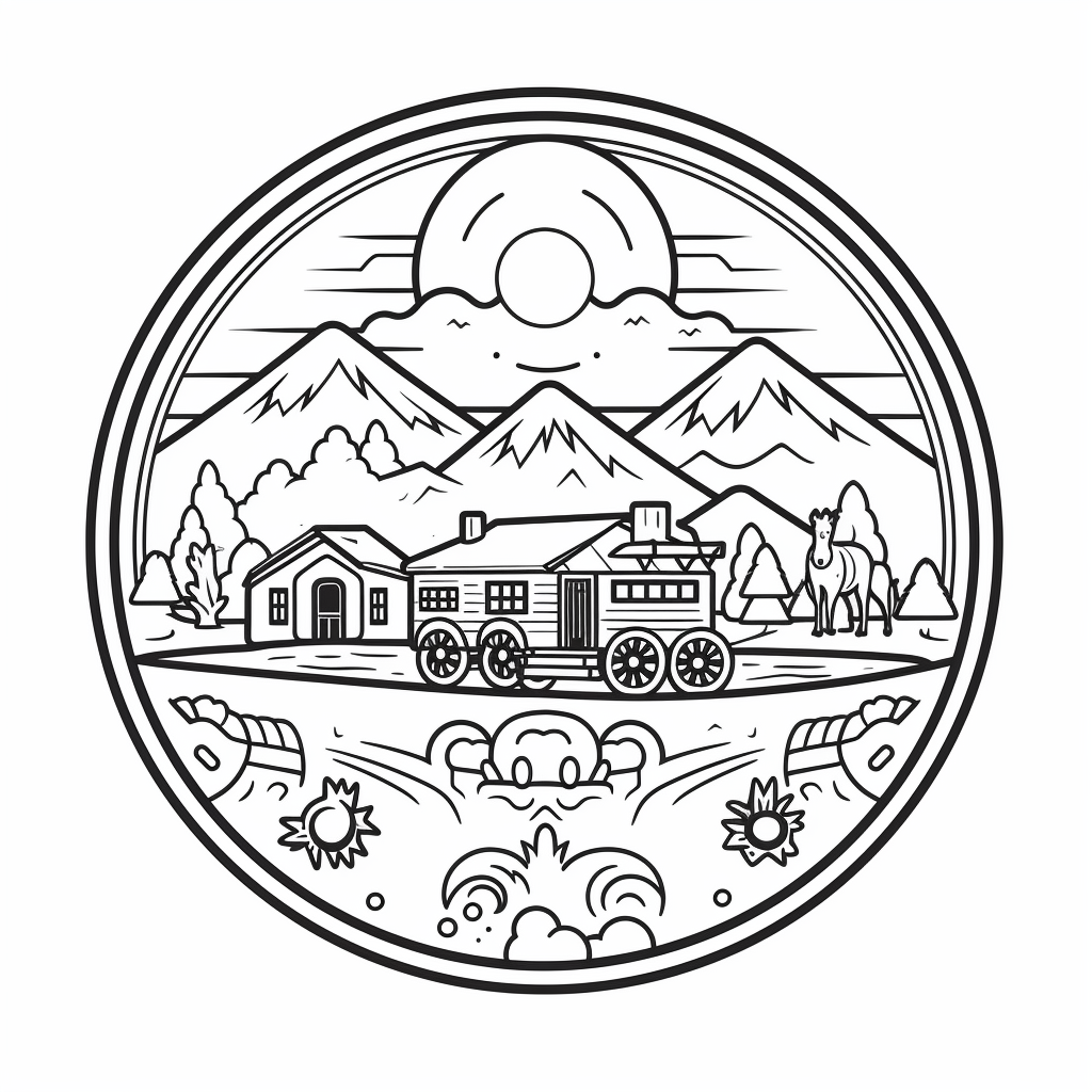 Printable Oregon Trail Scene To Color Coloring Page