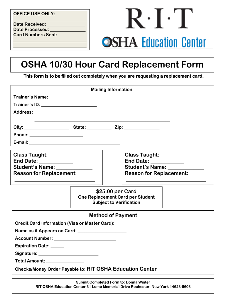 Printable Osha 30 Card Template Printable World Holiday