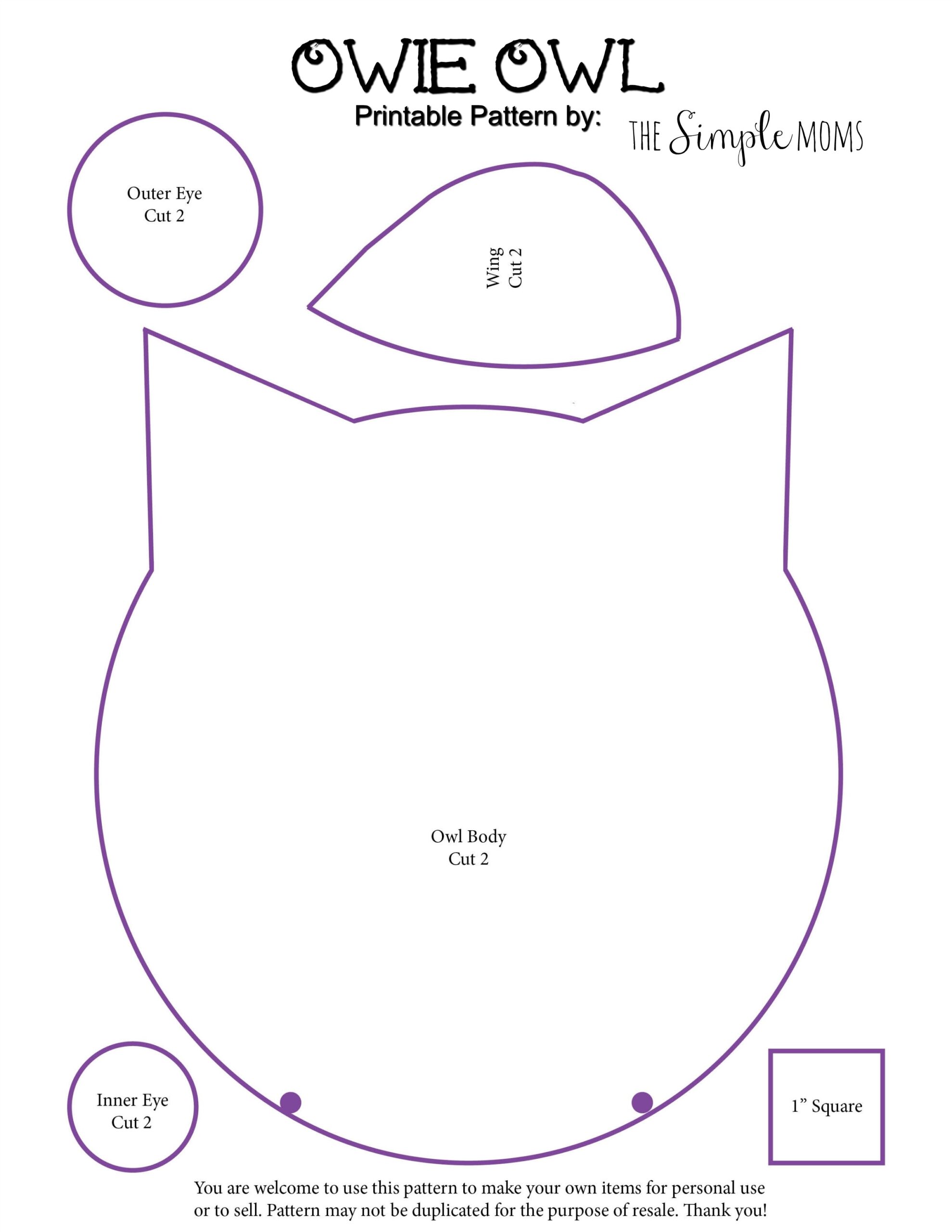 Printable Owl Template For Sewing Printable Templates