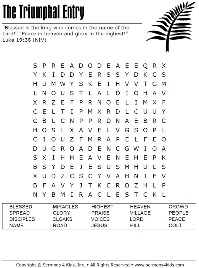 Printable Palm Sunday Activity Sheets