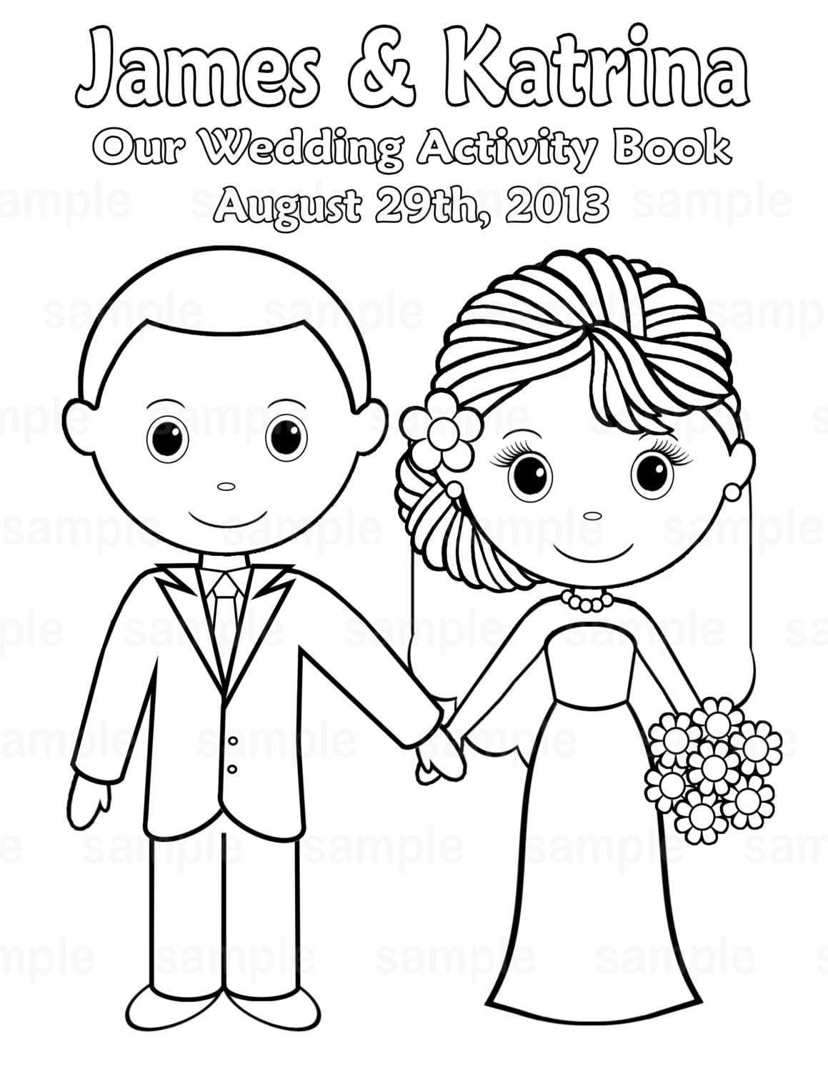 Printable Personalized Wedding Coloring Activity By SugarPieStudio
