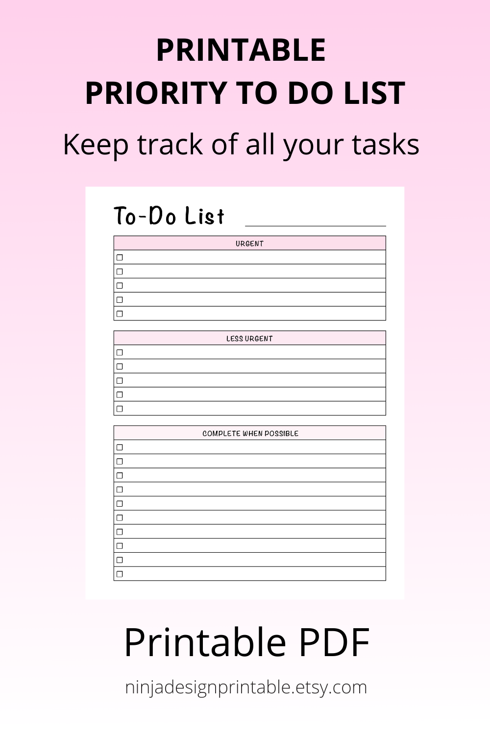 Printable Priority To Do List With Checkboxes Priority List Based On