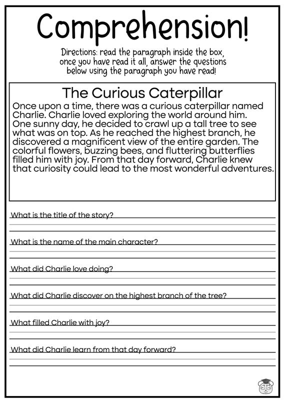 Printable Reading Comprehension English Worksheets Ages KG1 56 OFF
