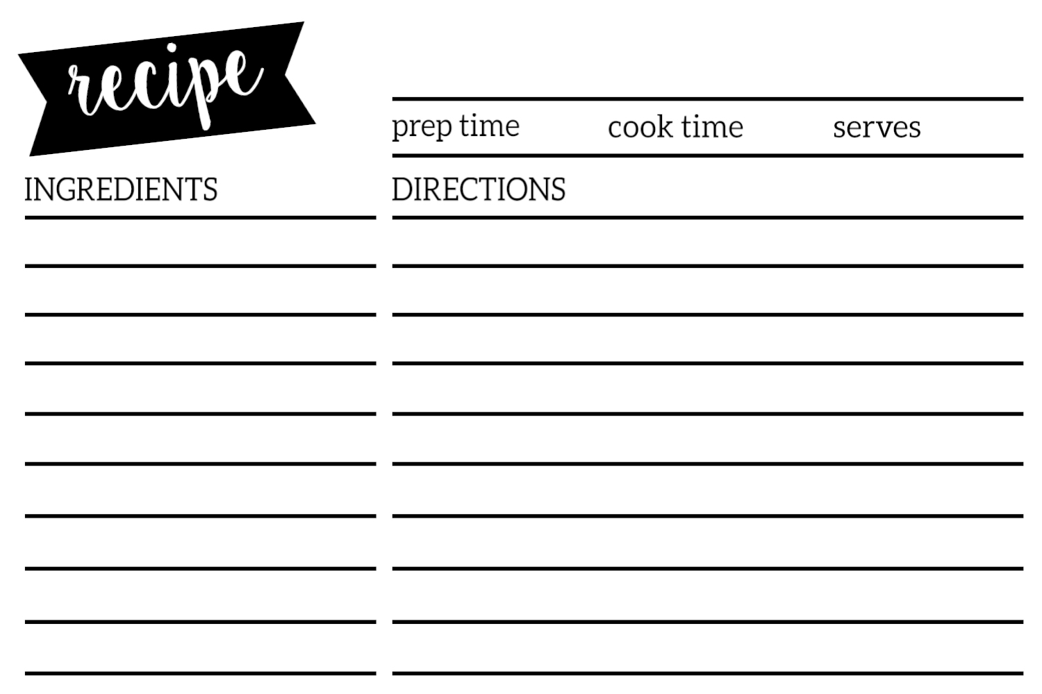 templates for recipe cards printable