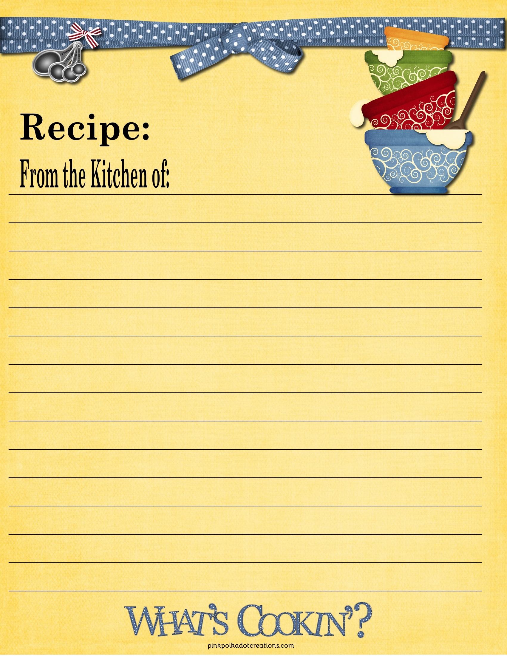 free printable recipe cards template