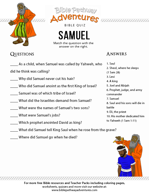 Printable Samuel Bible Story Activities Dev onallcylinders