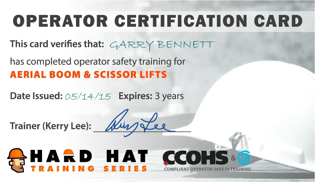 printable free aerial lift certification card template