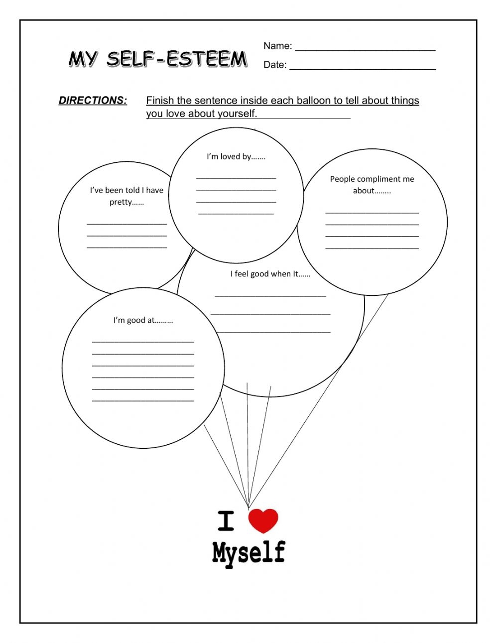 Printable Self Esteem Activities