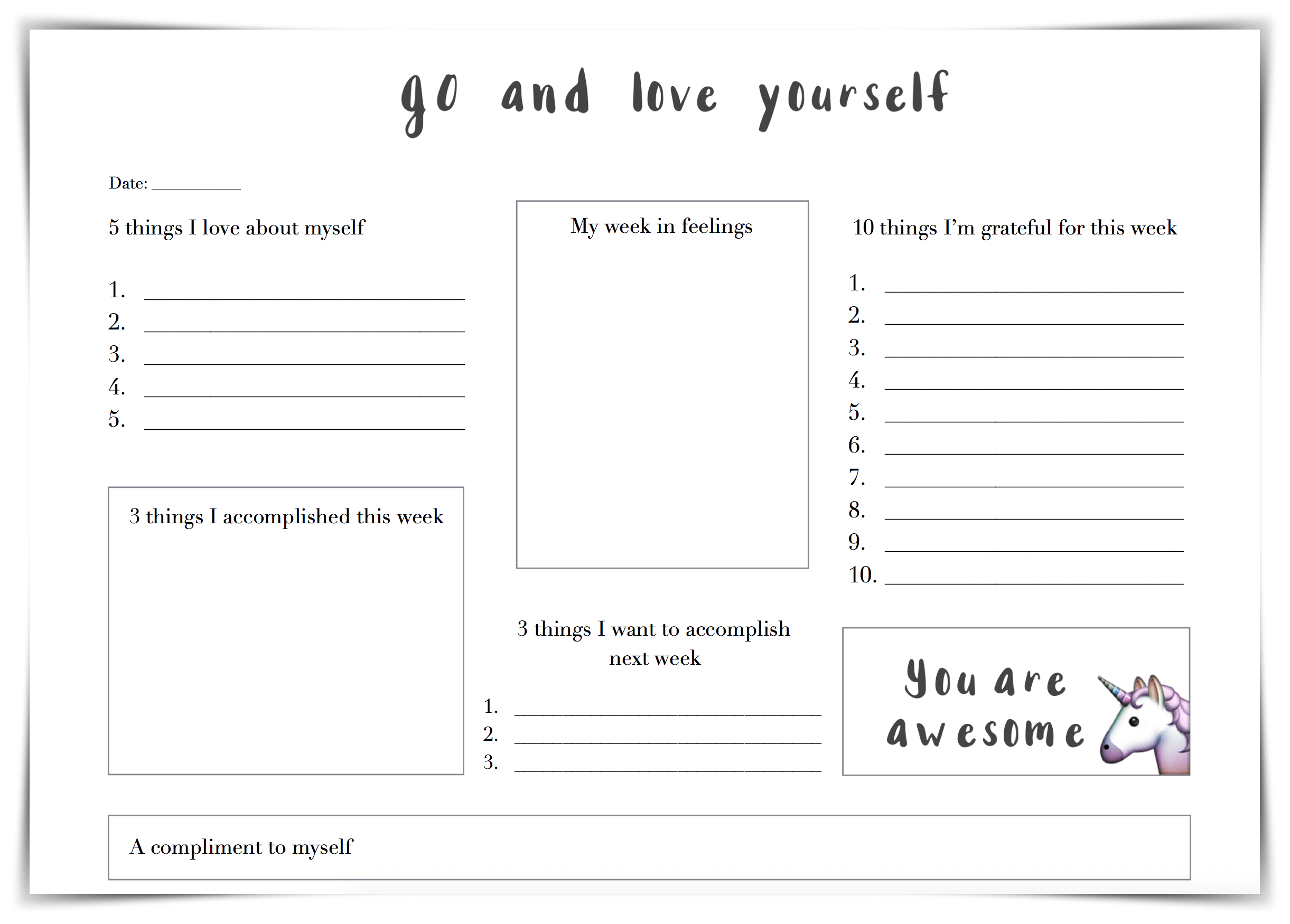 Printable Self Esteem Activities