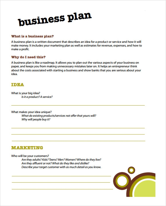 small business business plan template free