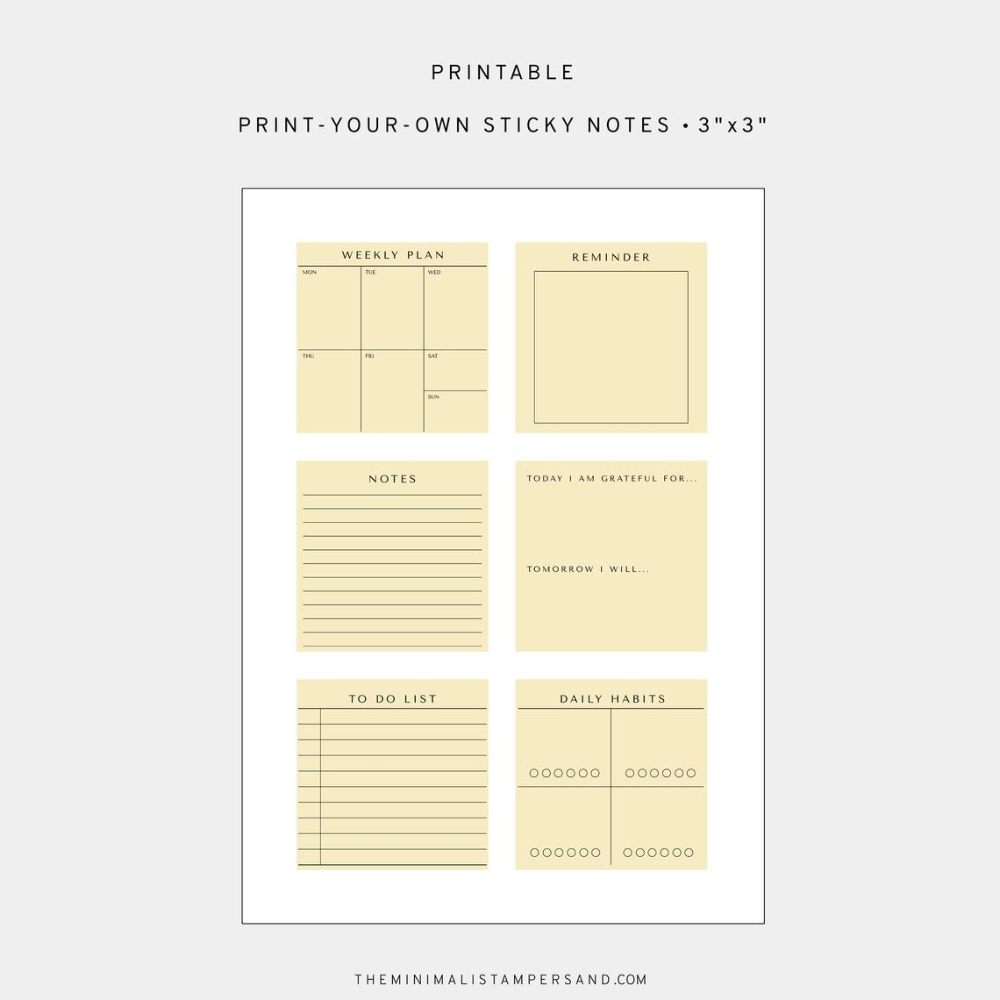Printable Sticky Notes Printable Post its Print Your Own Etsy Notes 