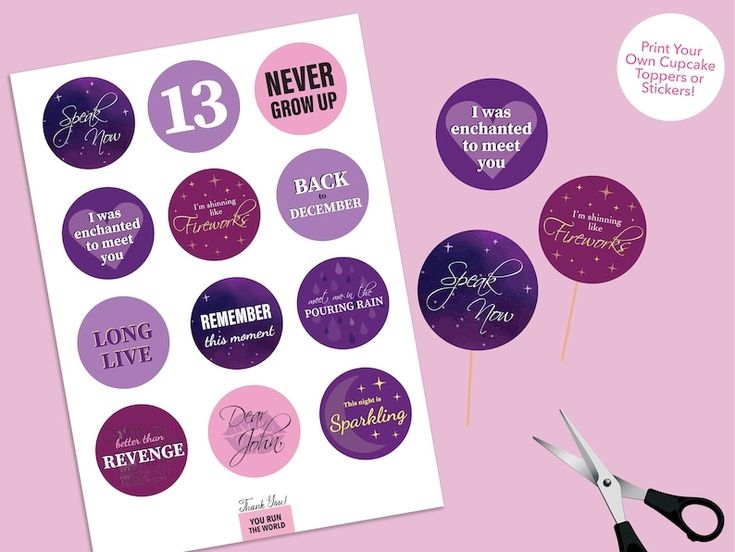 Printable Taylor Swift Party Cupcake Toppers TS Eras Speak Now Swifties 