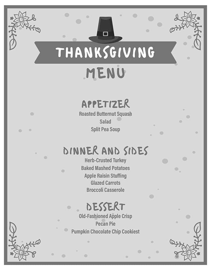 Printable Thanksgiving Menu Design Free Download And Print For You