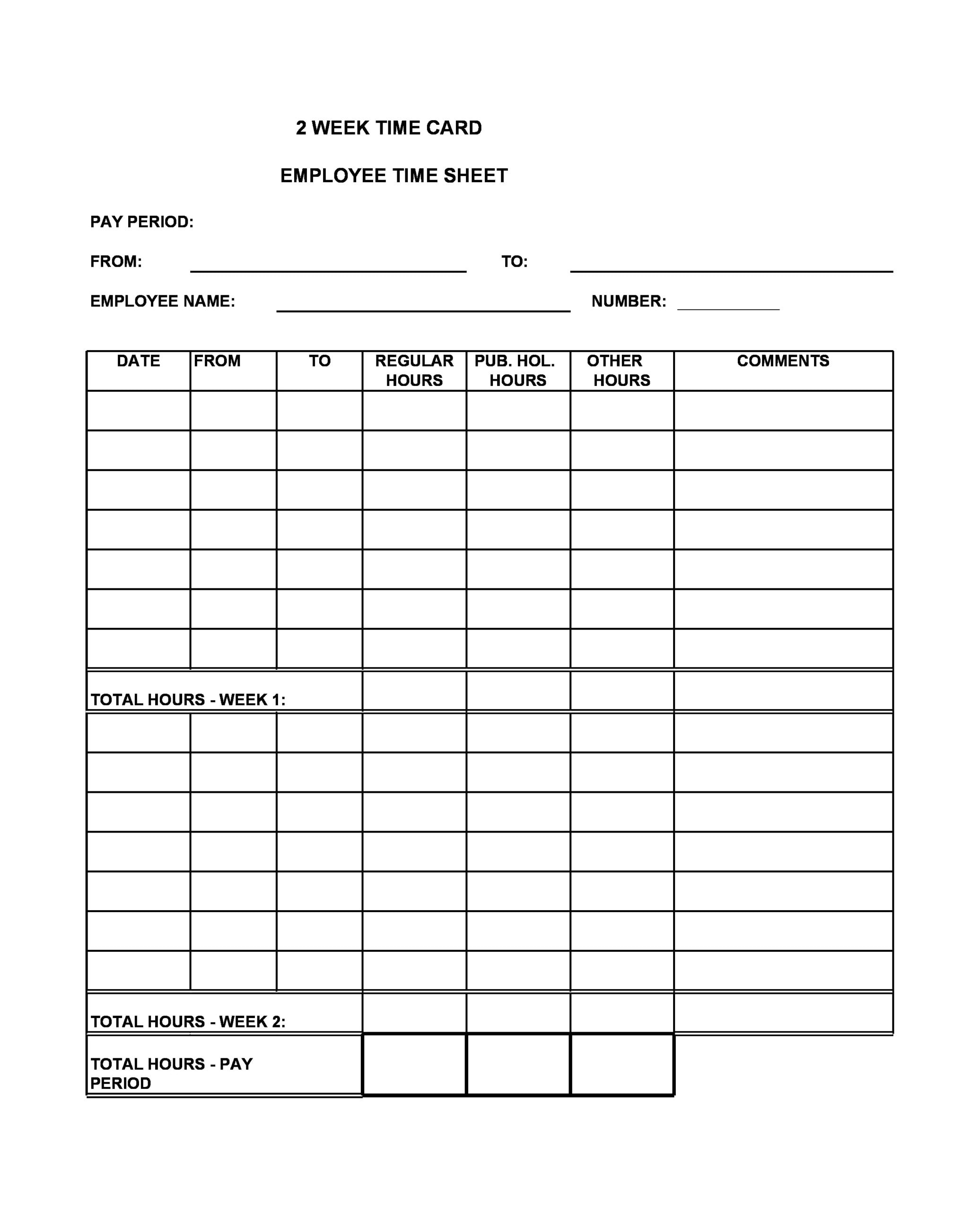 free printable time card template