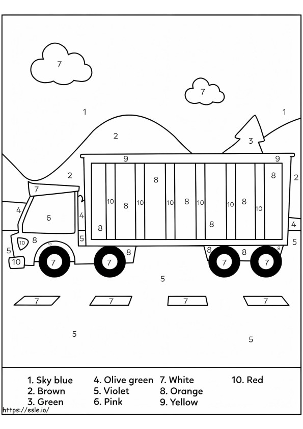 Printable Truck Color By Number Coloring Page