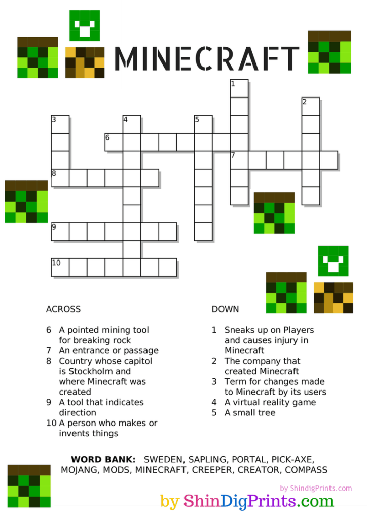 printable minecraft activities