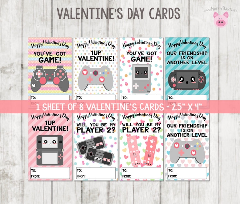 Printable Video Game Valentine 39 s Cards Gamer Valentines Cards School 