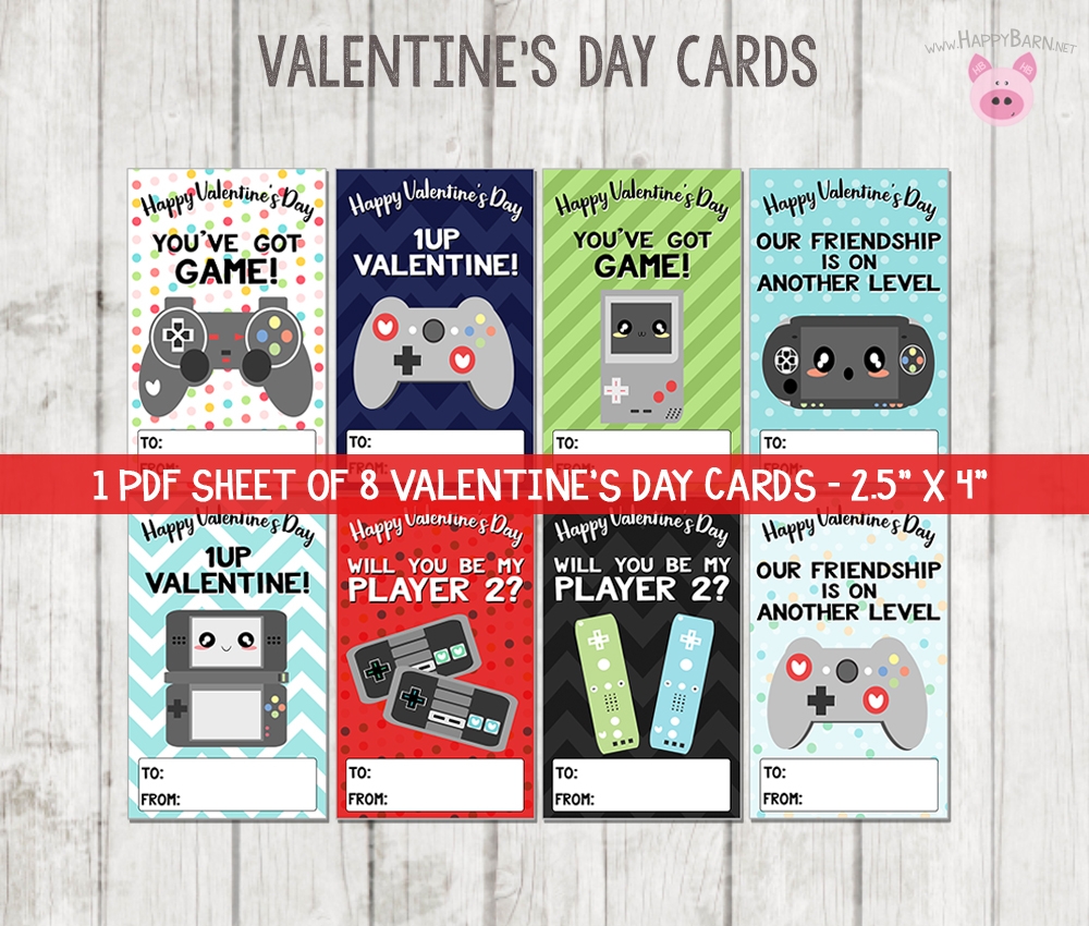 Printable Video Game Valentine 39 s Cards Gamer Valentines Cards School 