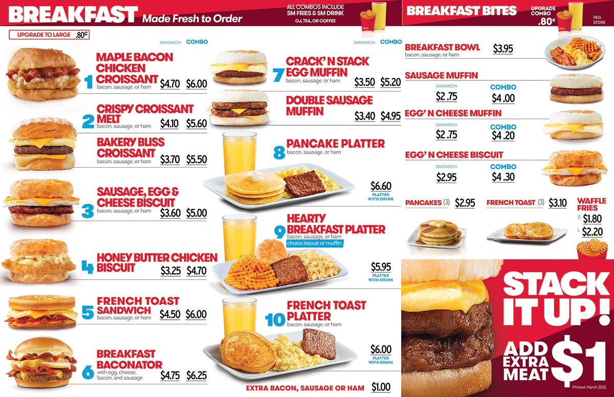 Printable Wendys Menu
