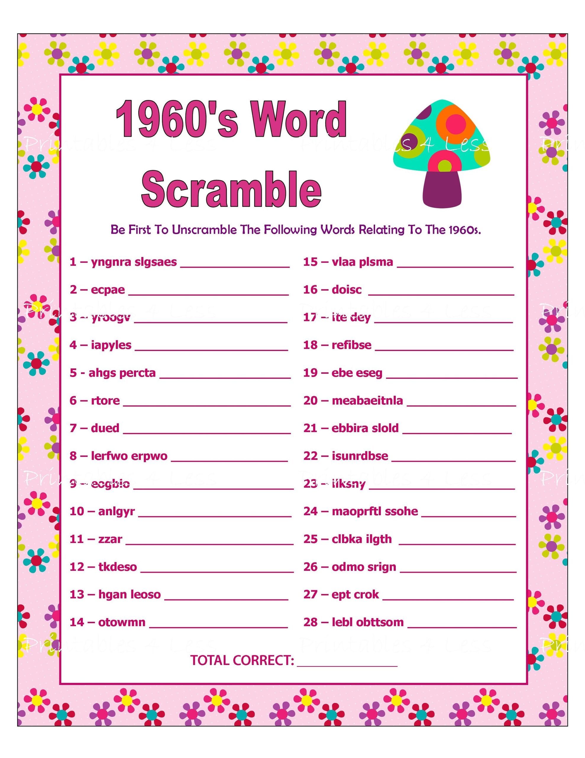 Printable Word Scramble Games