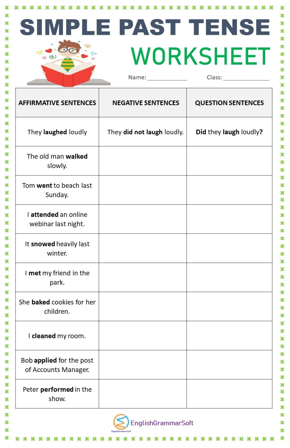 Printable Worksheets For Simple Past Tense EnglishGrammarSoft