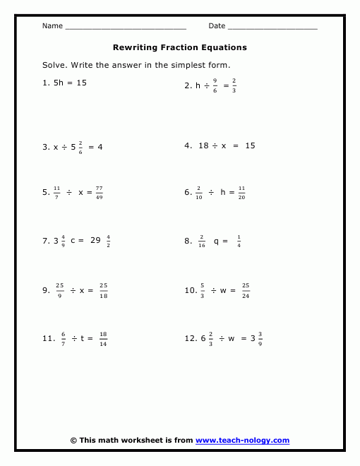 Printables Solving Fractional Equations Worksheet Kigose Thousands Of 