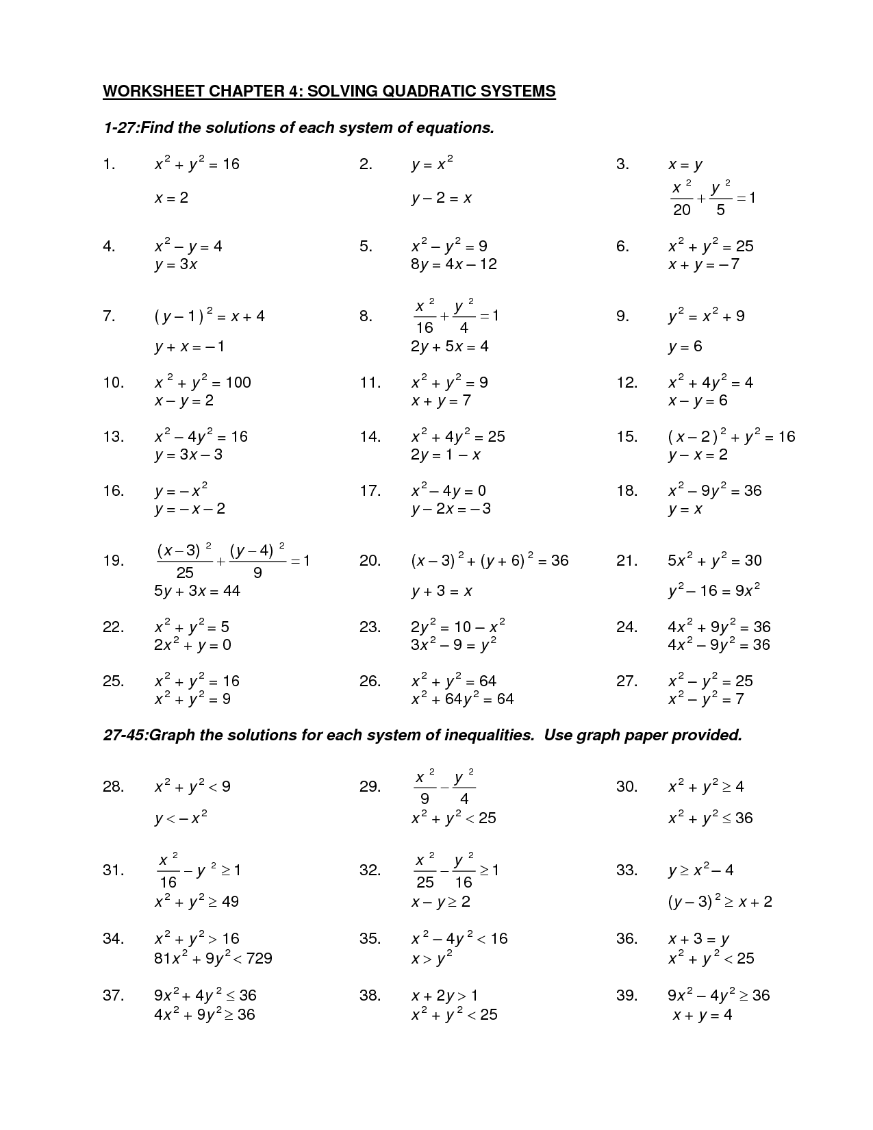 Printables Solving Quadratic Equations Worksheet Freegamesfriv 