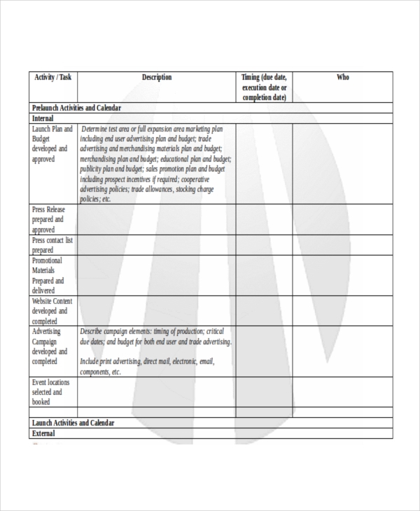 Product Launch Plan Template 11 Free Word PDF Document Downloads