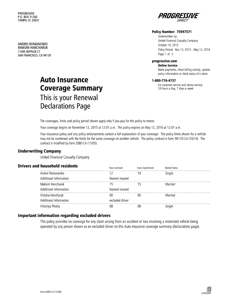 fillable printable progressive insurance card template