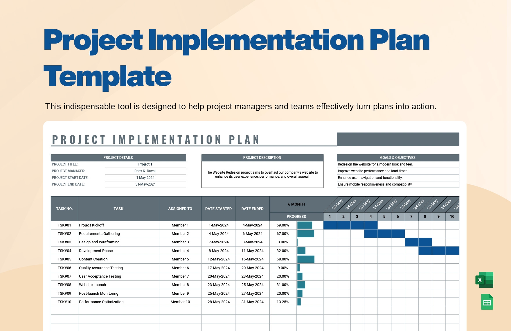 Project Implementation Plan Template In Excel Google Sheets Download 